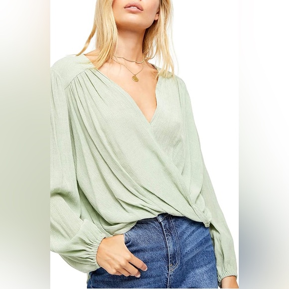 Free People Check On It Frosted Fern blouse - Large - Picture 1 of 9
